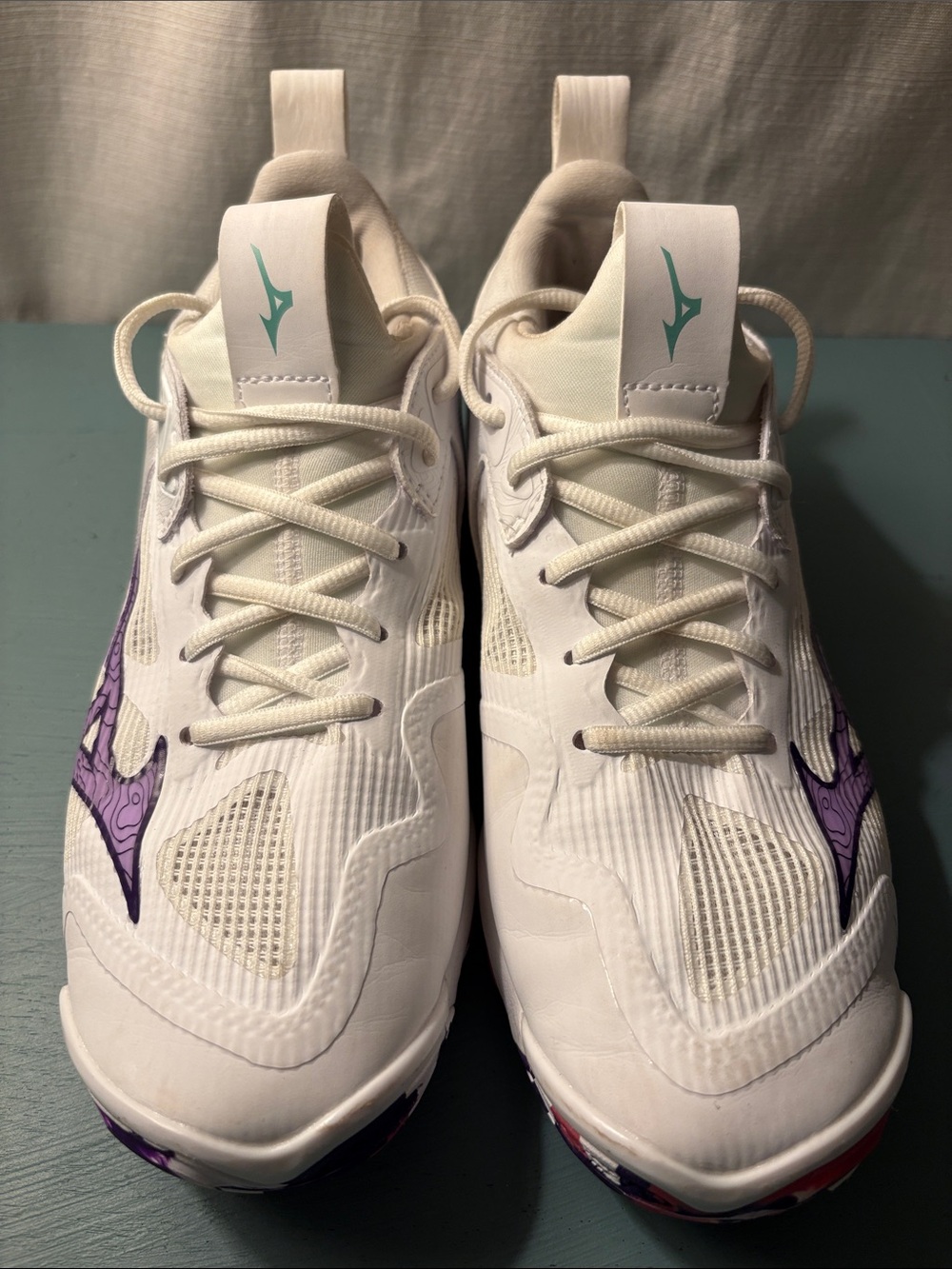 Mizuno Energy Women’s Volleyball shoes with Purple and Teal Accents